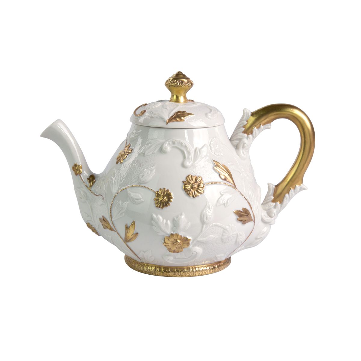 Taormina White &amp; Gold Teapot 