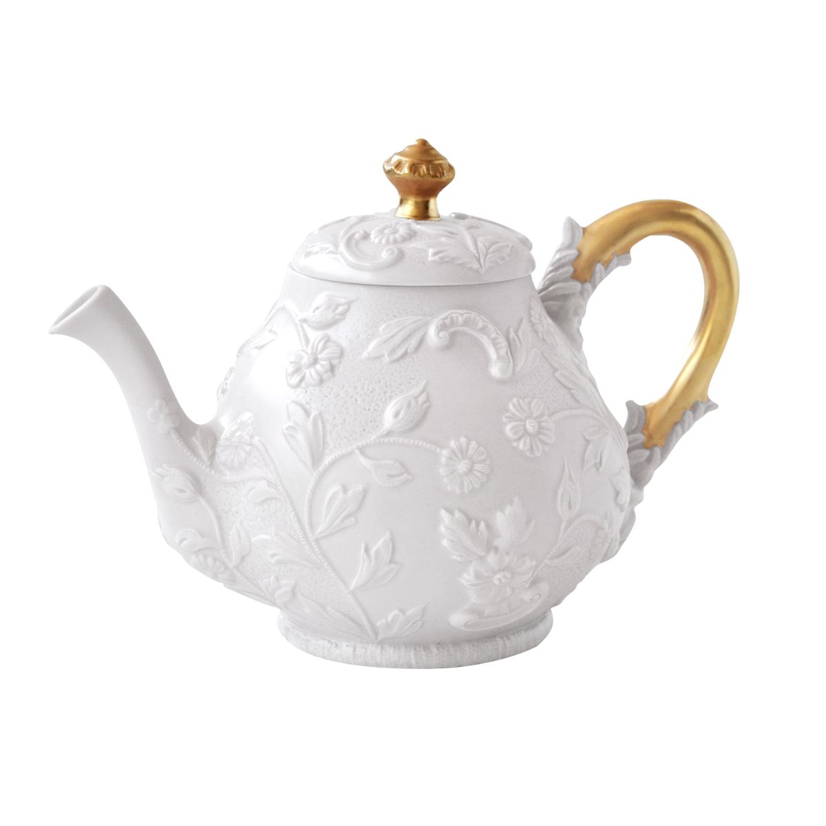 Taormina White &amp; Gold Teapot 