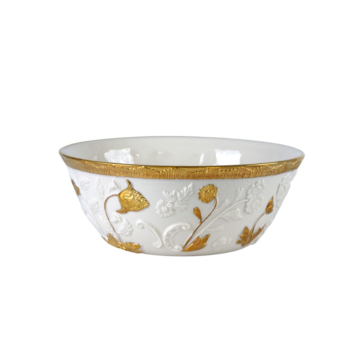 Taormina White & Gold Serving Bowl
