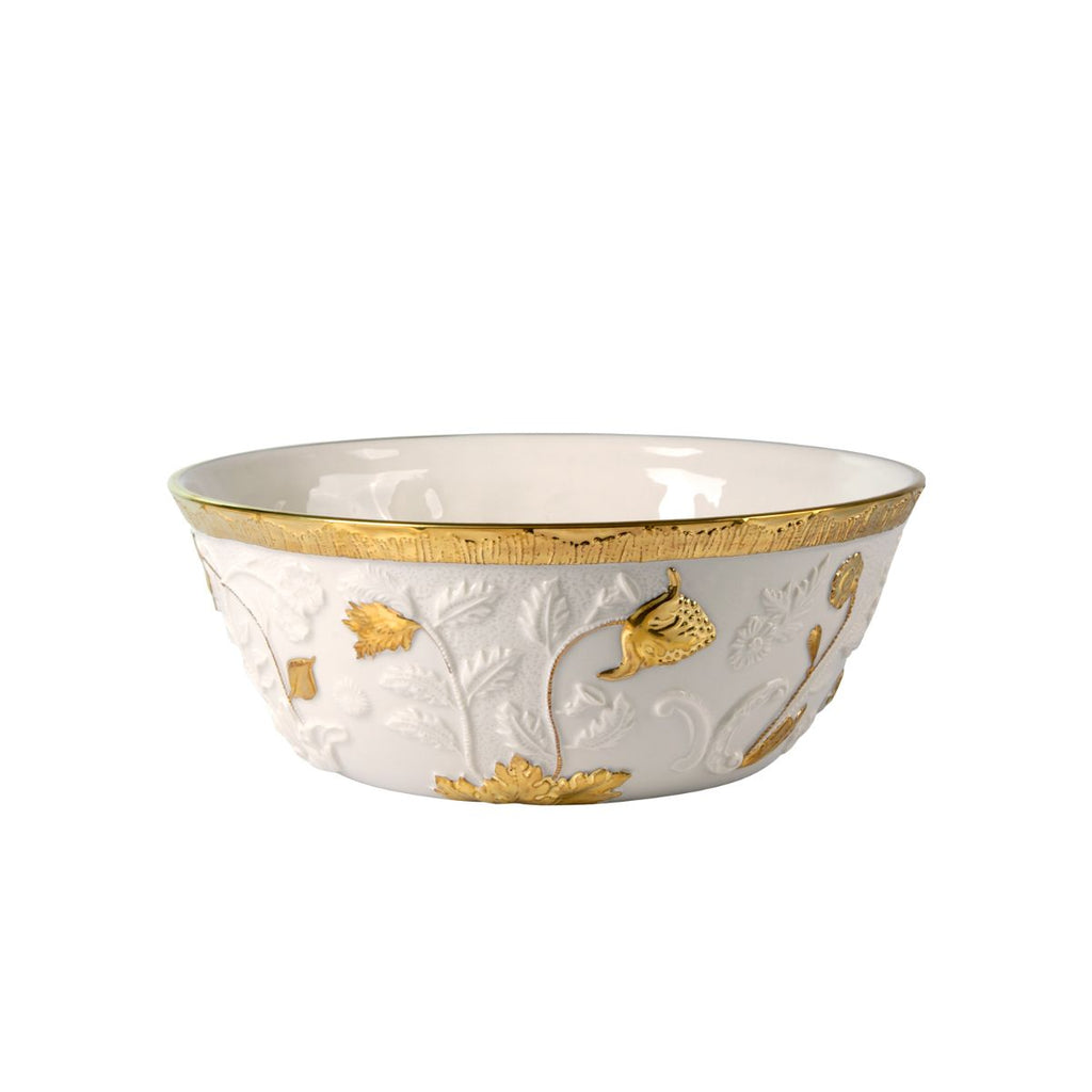 Taormina White & Gold Serving Bowl