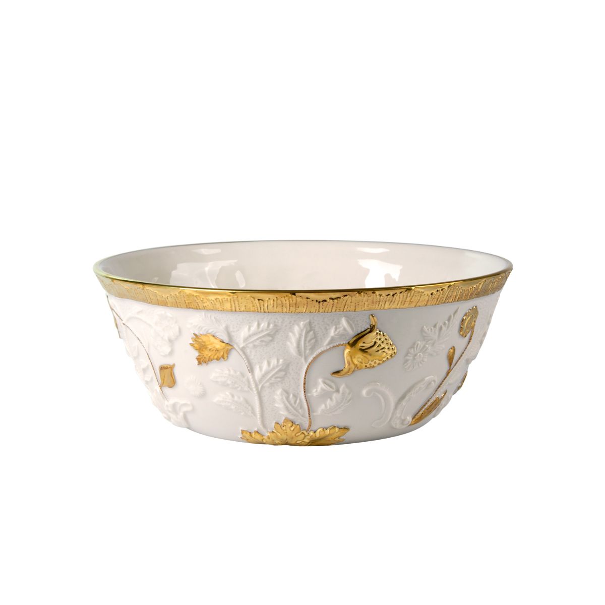 Taormina White &amp; Gold Serving Bowl 