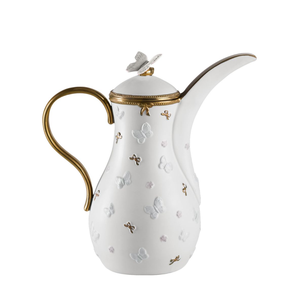 Butterfly White &amp; Gold Dallah Thermos 0.5 Litre 