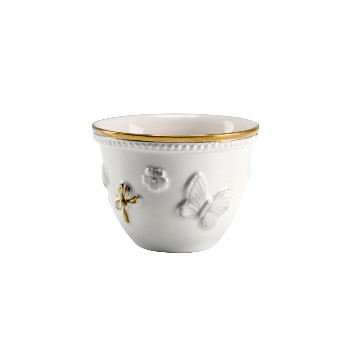 Butterfly White &amp; Gold Arabic Coffee Cup 