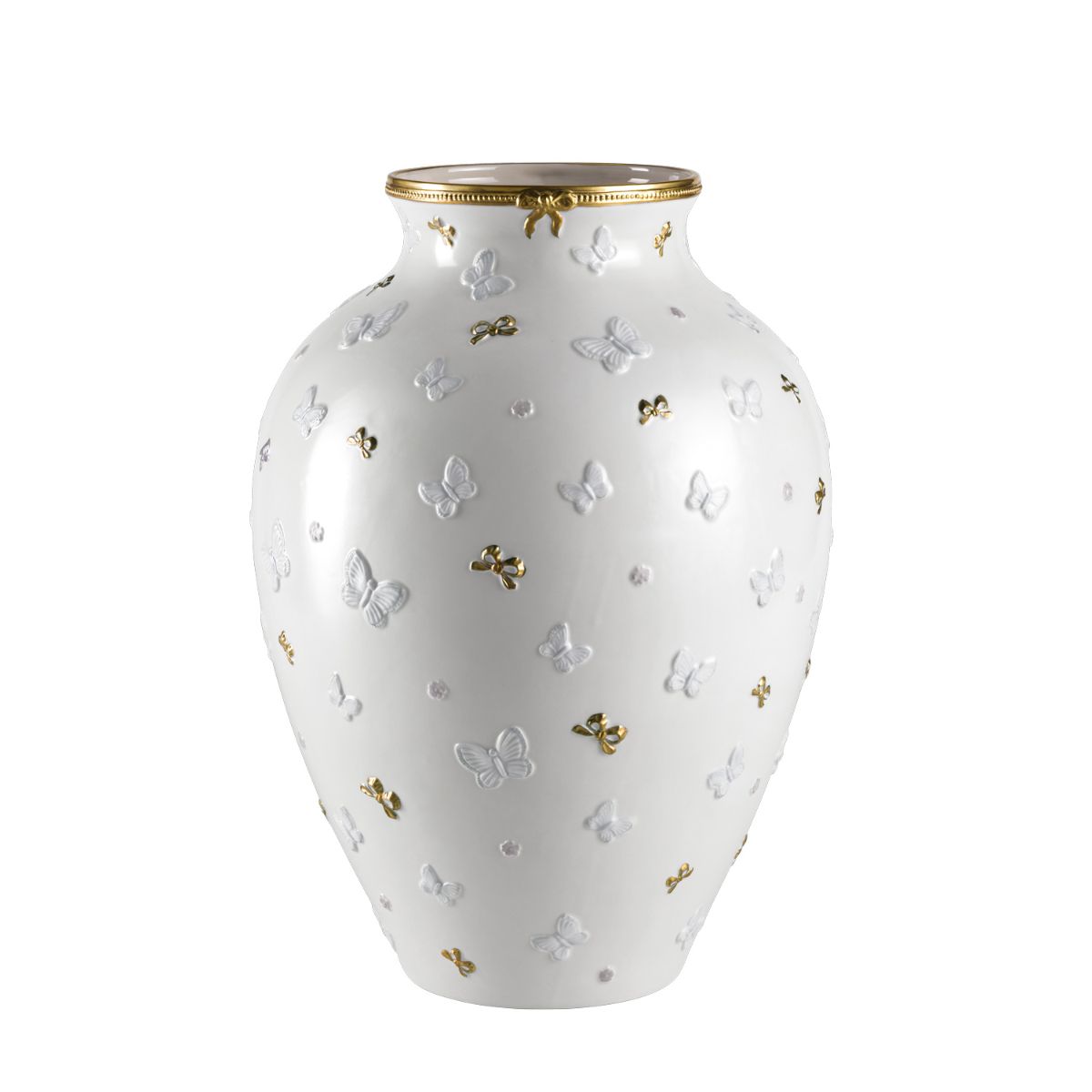 Butterfly Large Vase - White & Gold