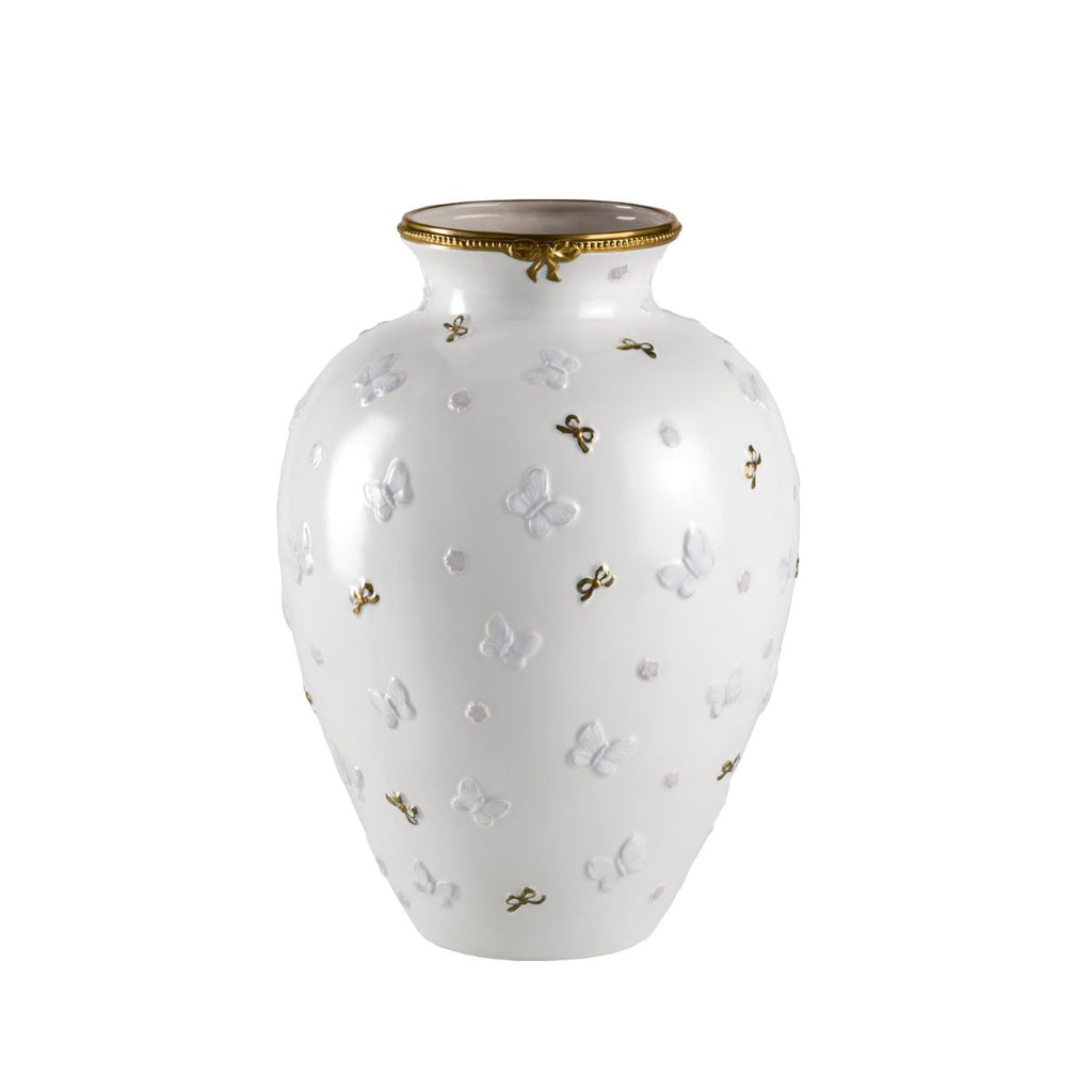 Butterfly Medium Vase - White & Gold