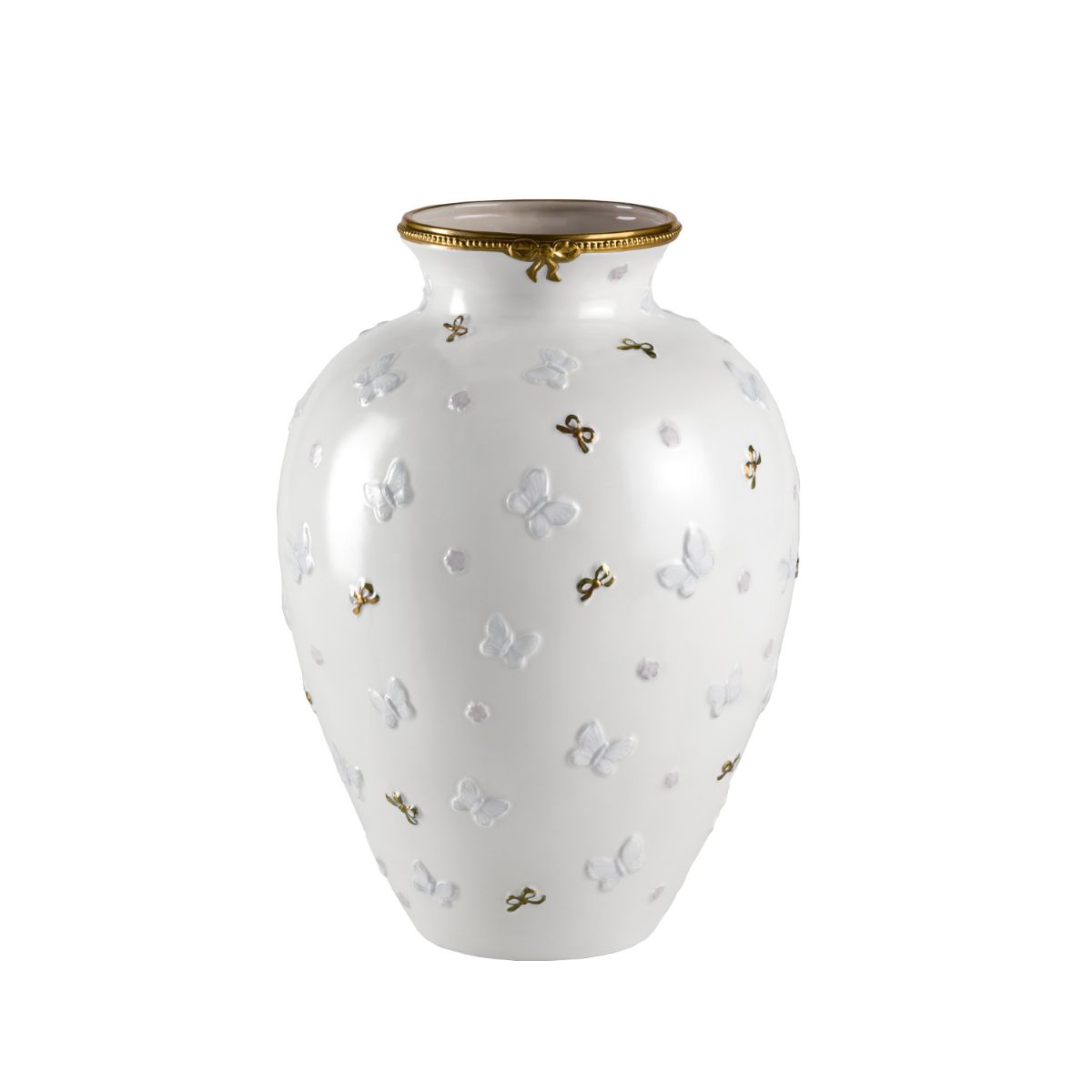 Butterfly Medium Vase - White &amp; Gold 