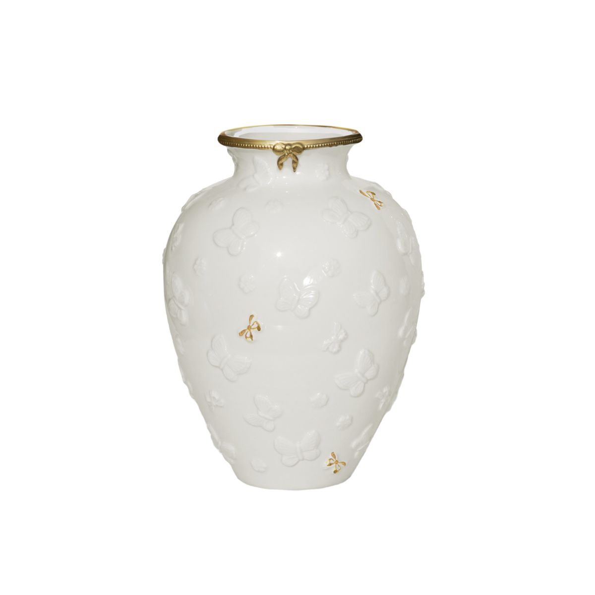 Butterfly Small Vase - White &amp; Gold 