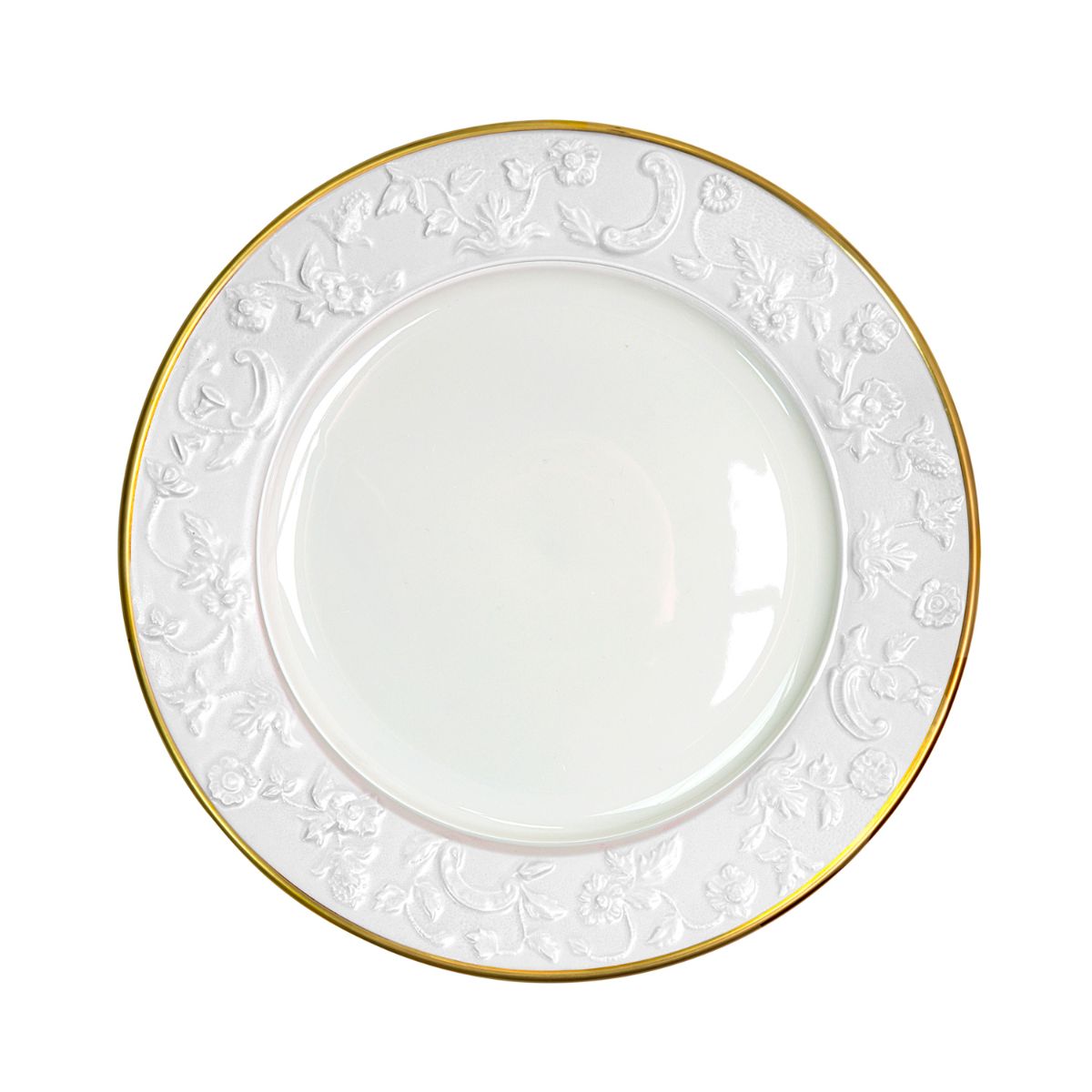 Taormina White &amp; Gold Lay Plate 