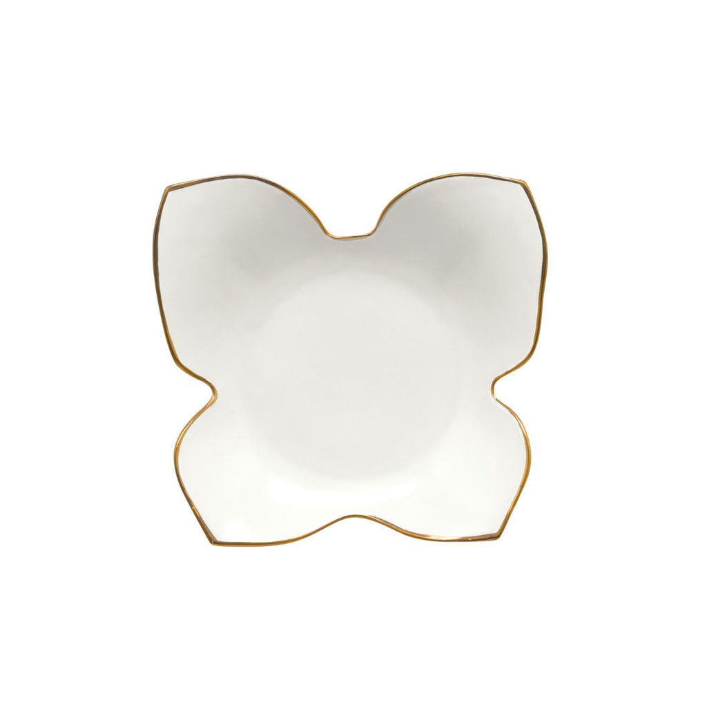 Butterfly White & Gold Medium Trinket Dish
