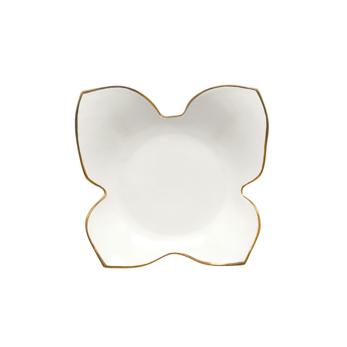 Butterfly White &amp; Gold Medium Trinket Dish 