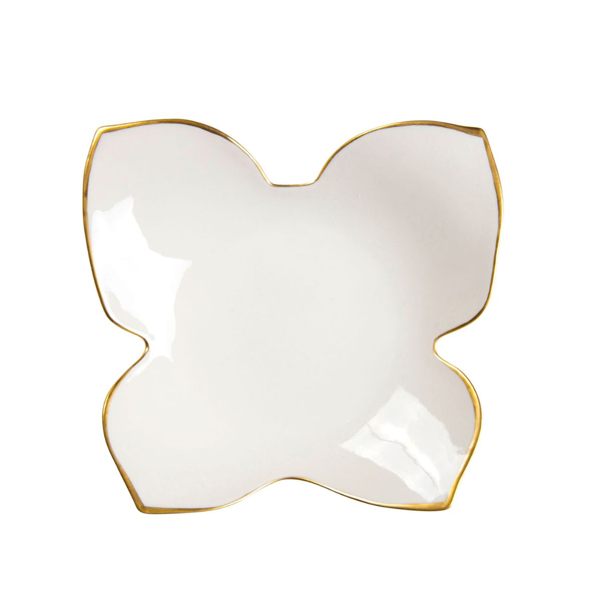Butterfly White & Gold Large Trinket Dish