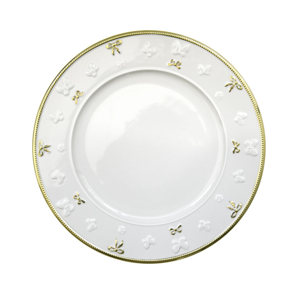 Butterfly White &amp; Gold Lay Plate 