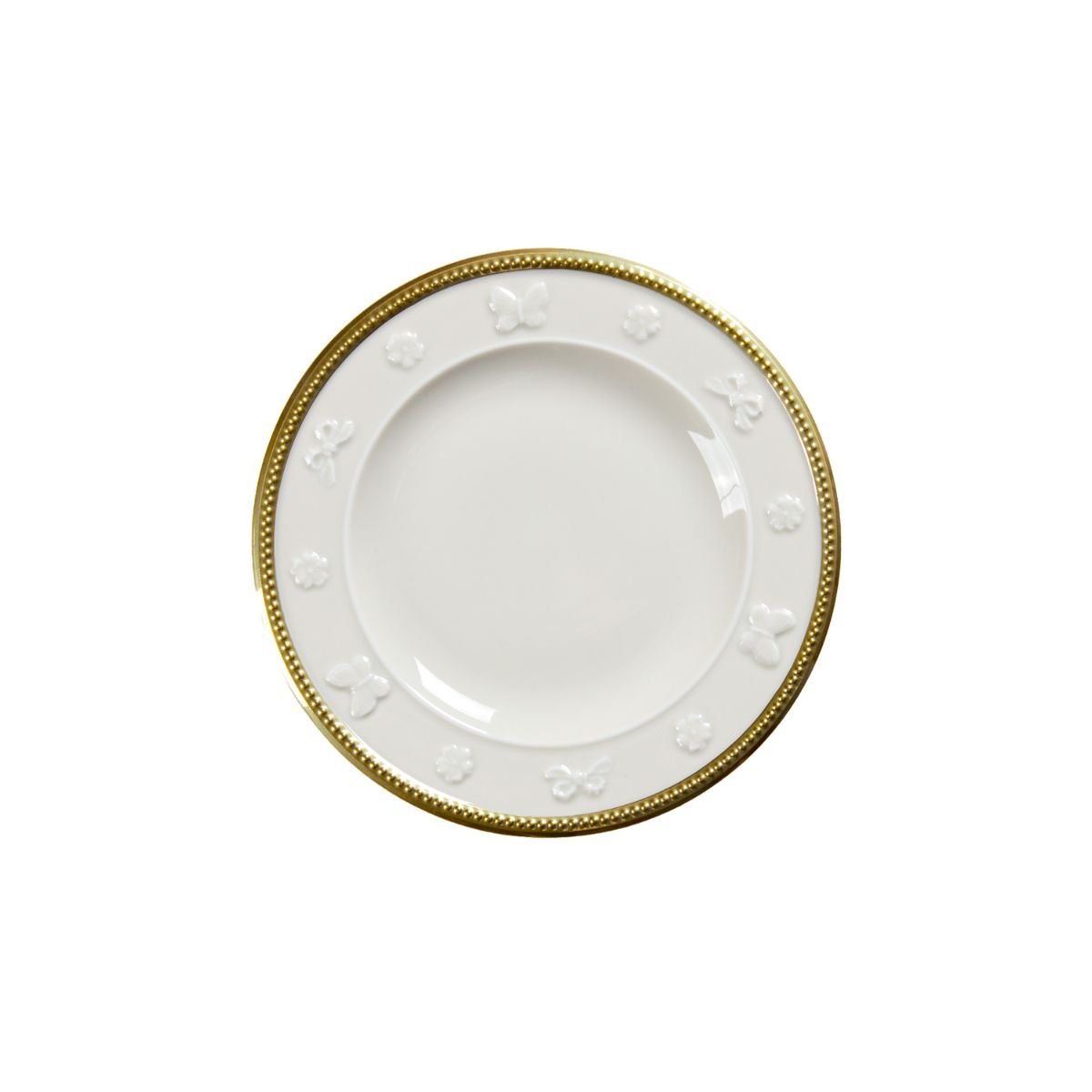 Butterfly White & Gold Dessert Plate