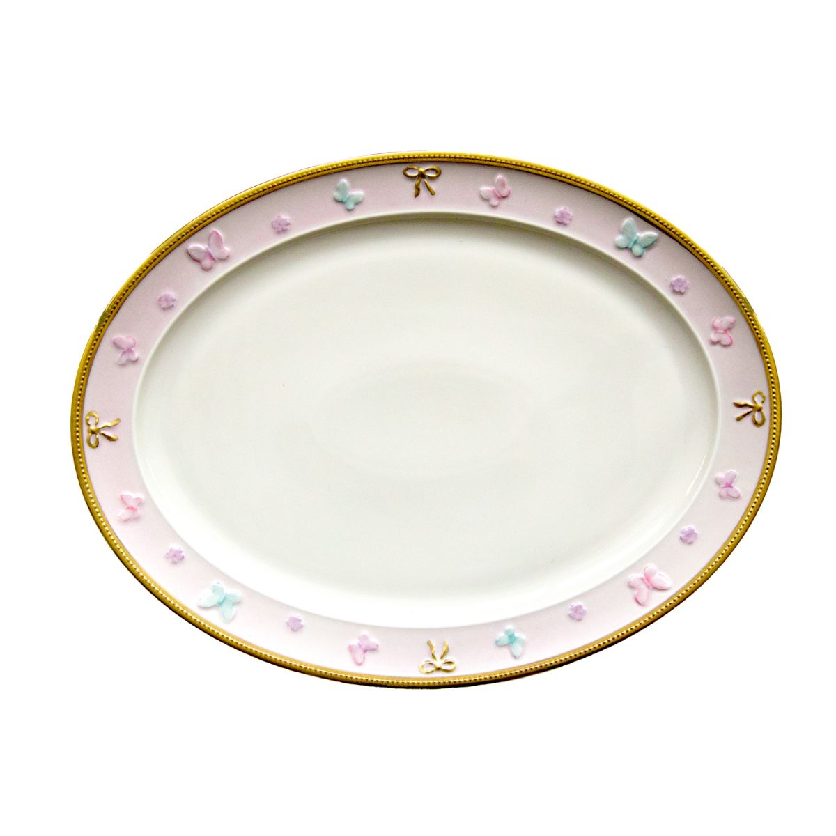 Butterfly Pastel Pink Oval Dish