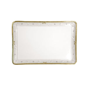 Butterfly White & Gold Rectangular Tray