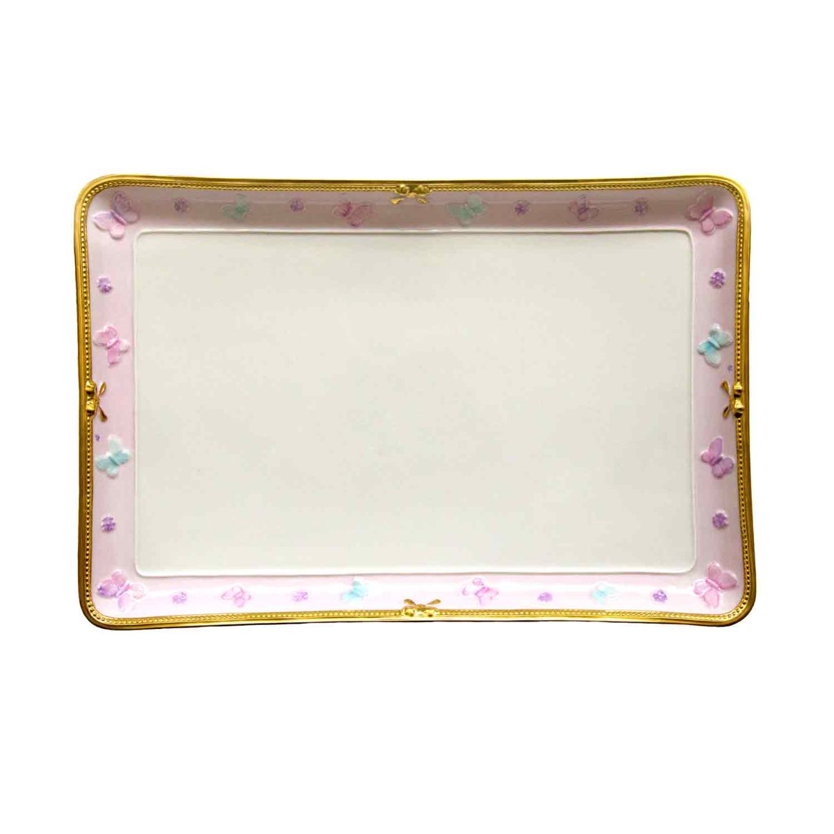Butterfly Pastel Pink Rectangular Tray