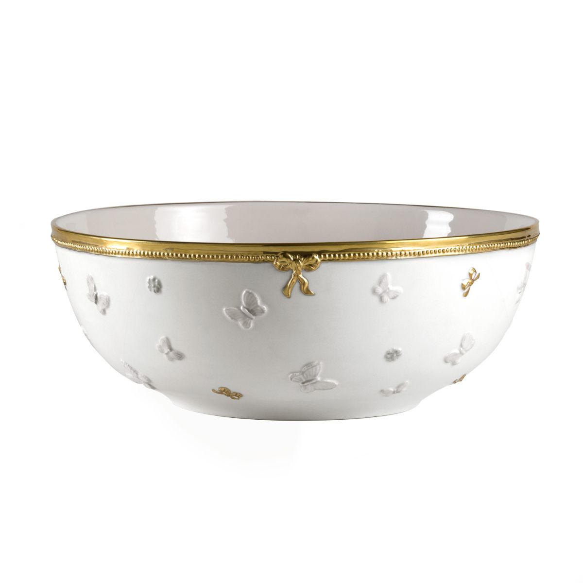 Butterfly White & Gold Salad Bowl