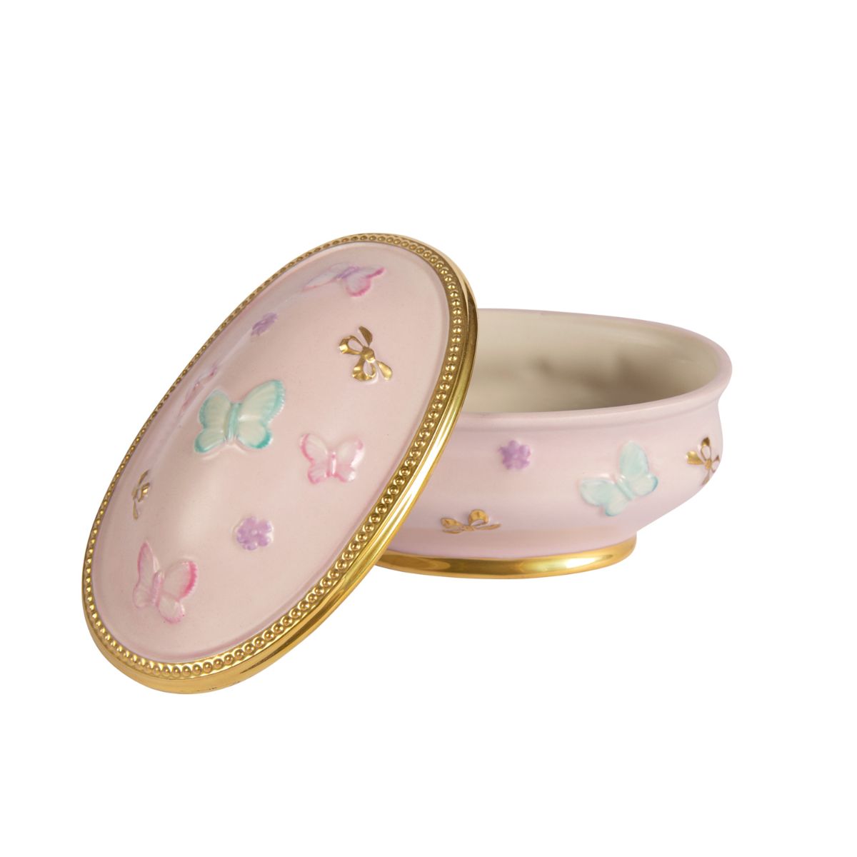 Butterfly Oval Trinket Box - Pink