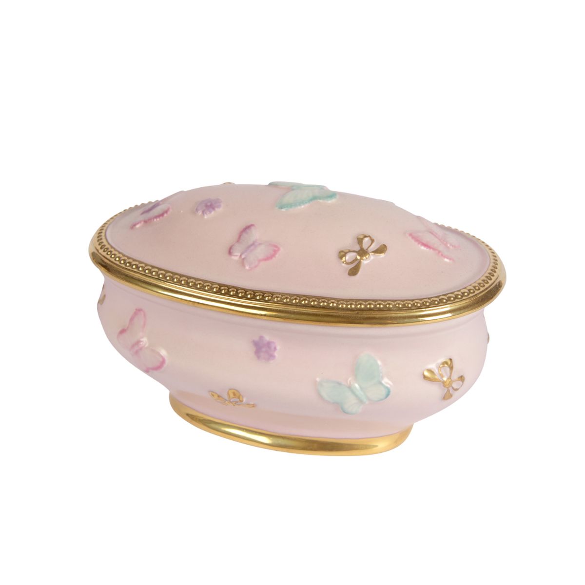 Butterfly Oval Trinket Box - Pink 