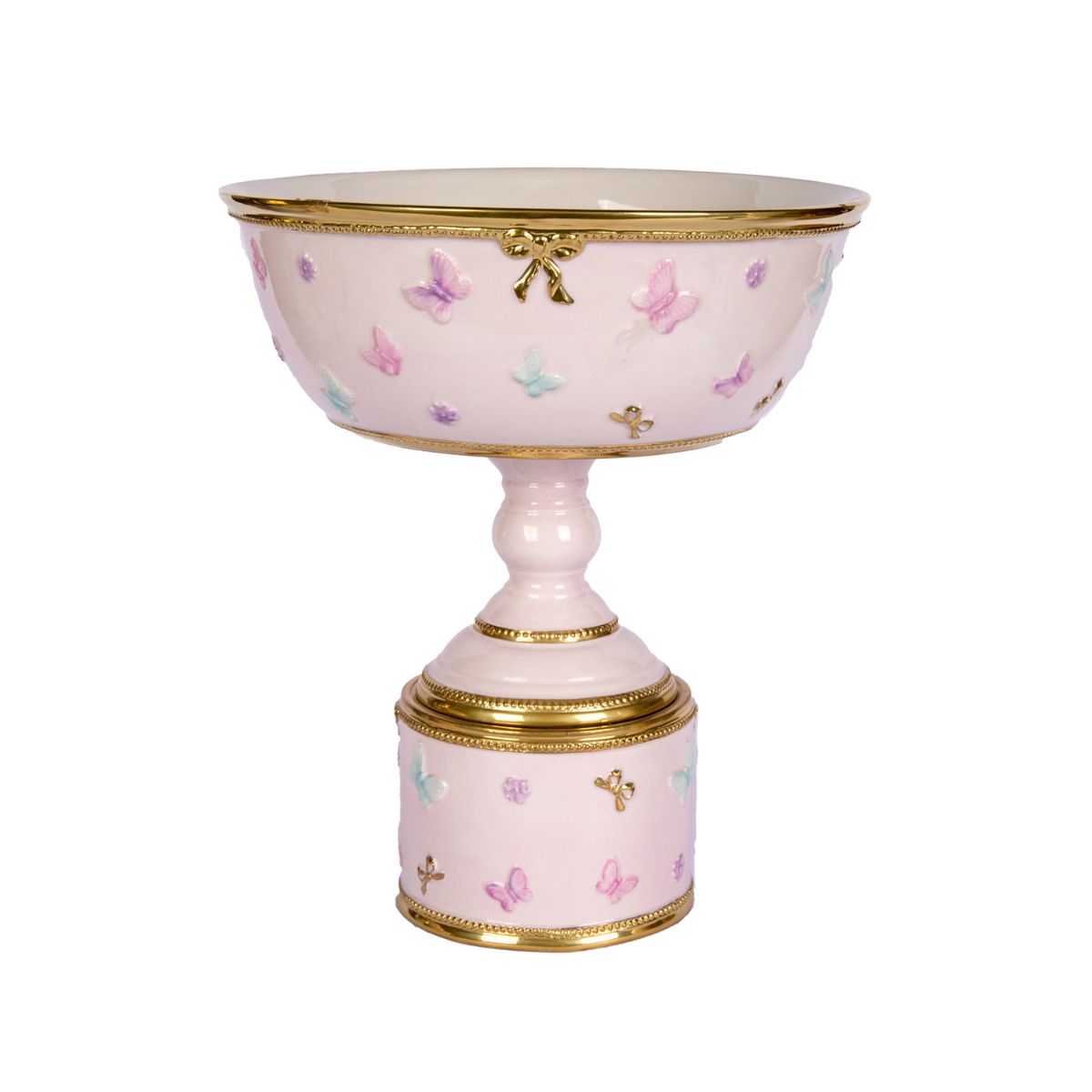 Butterfly Pastel Pink Footed Fruit Bowl
