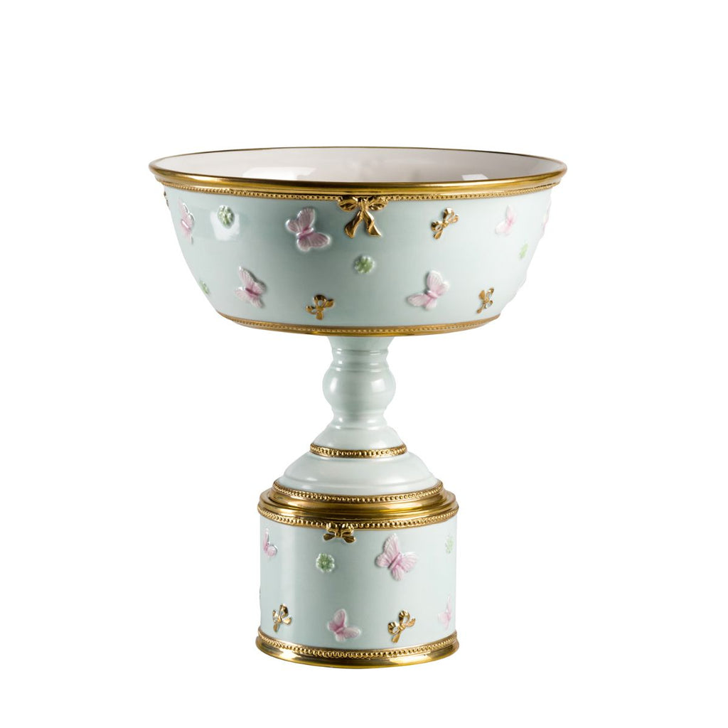 Butterfly Aquamarine Footed Fruit Bowl