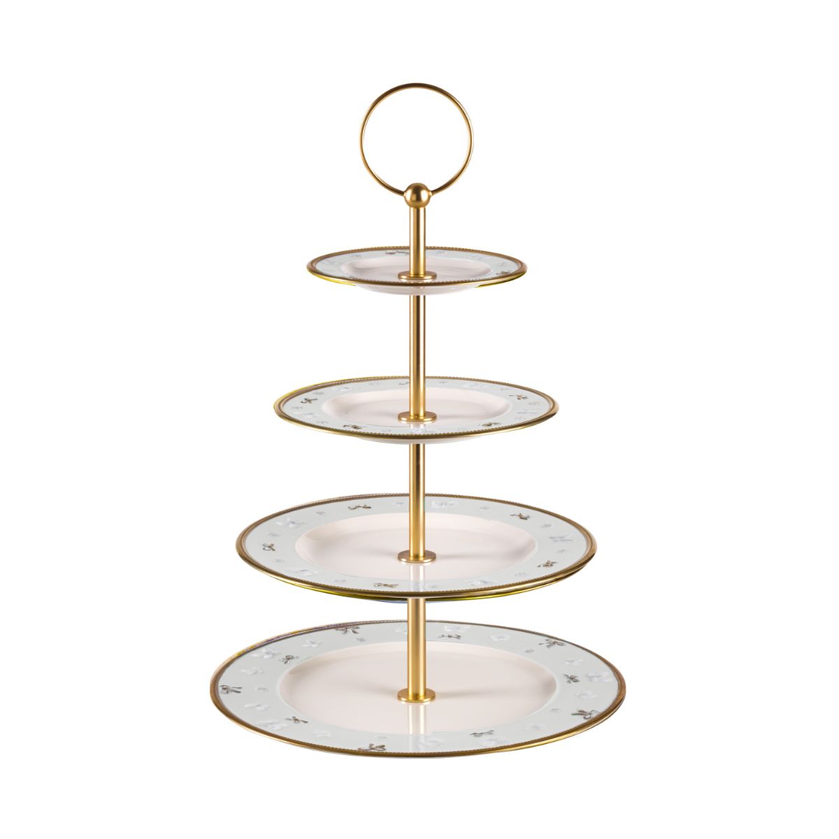 Butterfly White & Gold 4 Tier Cake Stand
