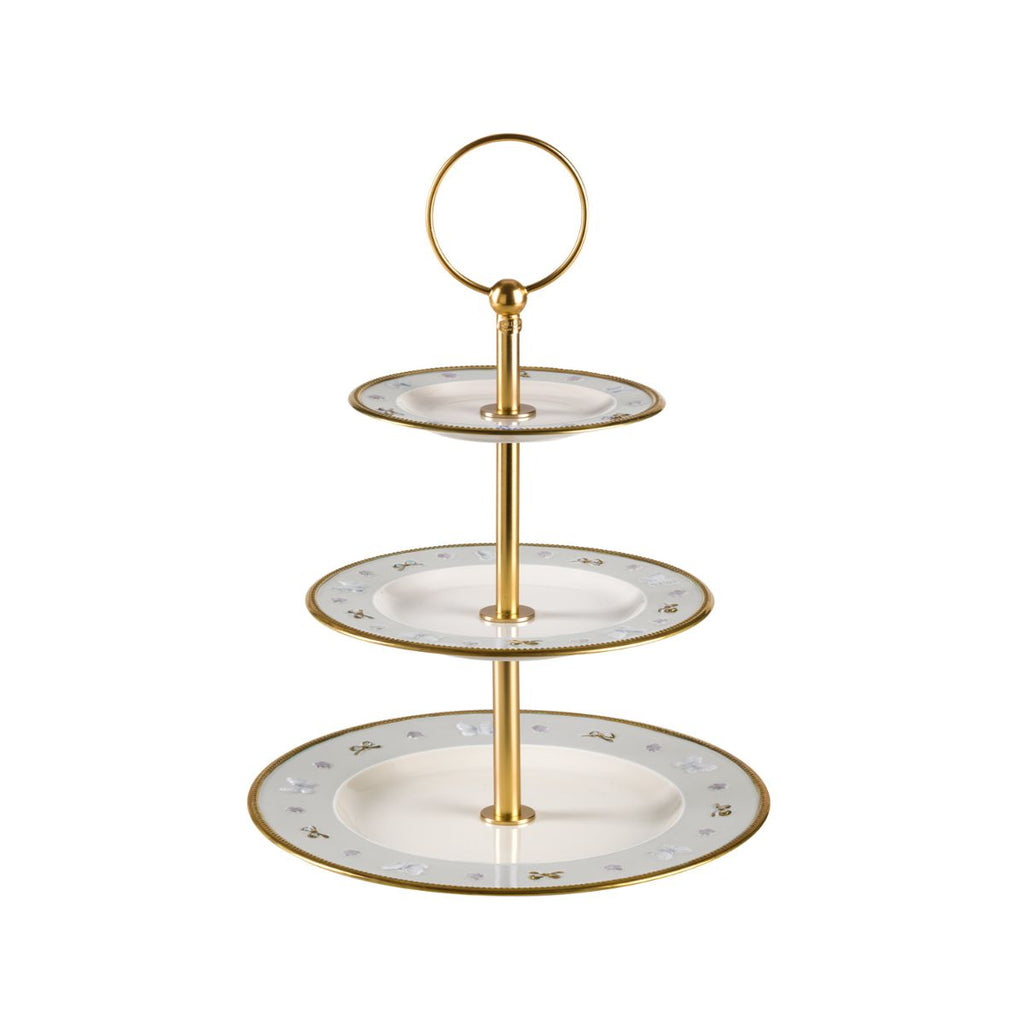 Butterfly White & Gold 3 Tier Cake Stand