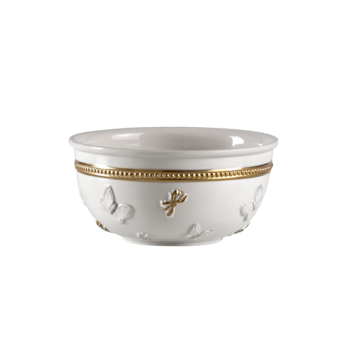 Butterfly White &amp; Gold Bowl 