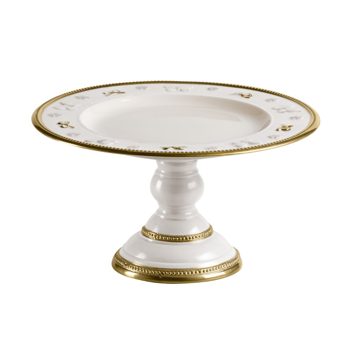 Butterfly White &amp; Gold Small Footed Cake Stand 