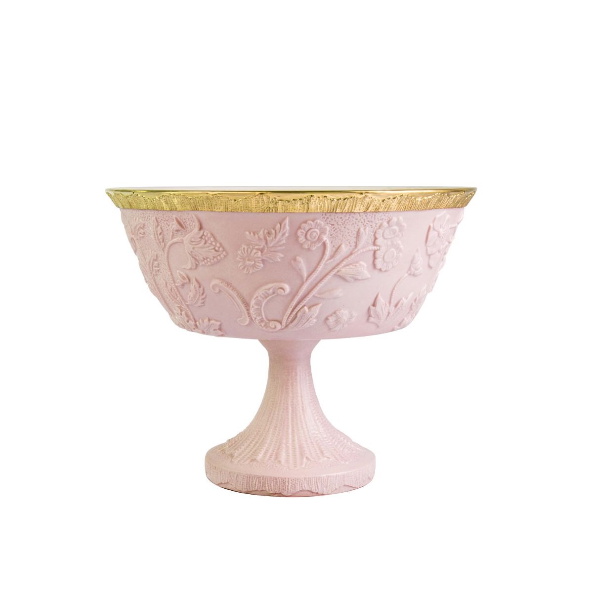 Taormina Pink &amp; Gold Footed Fruit Bowl 