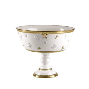Butterfly White & Gold Footed Fruit Bowl