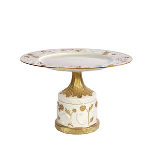 Taormina White & Gold Medium Cake Stand