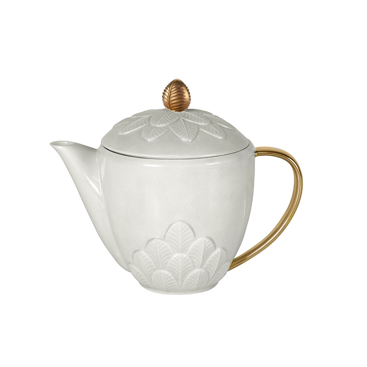 Peacock White & Gold Teapot