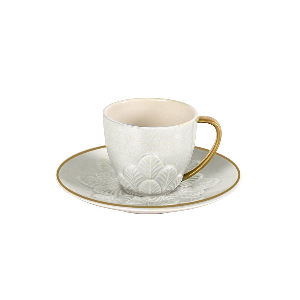 Peacock White & Gold Coffee Cup & Saucer