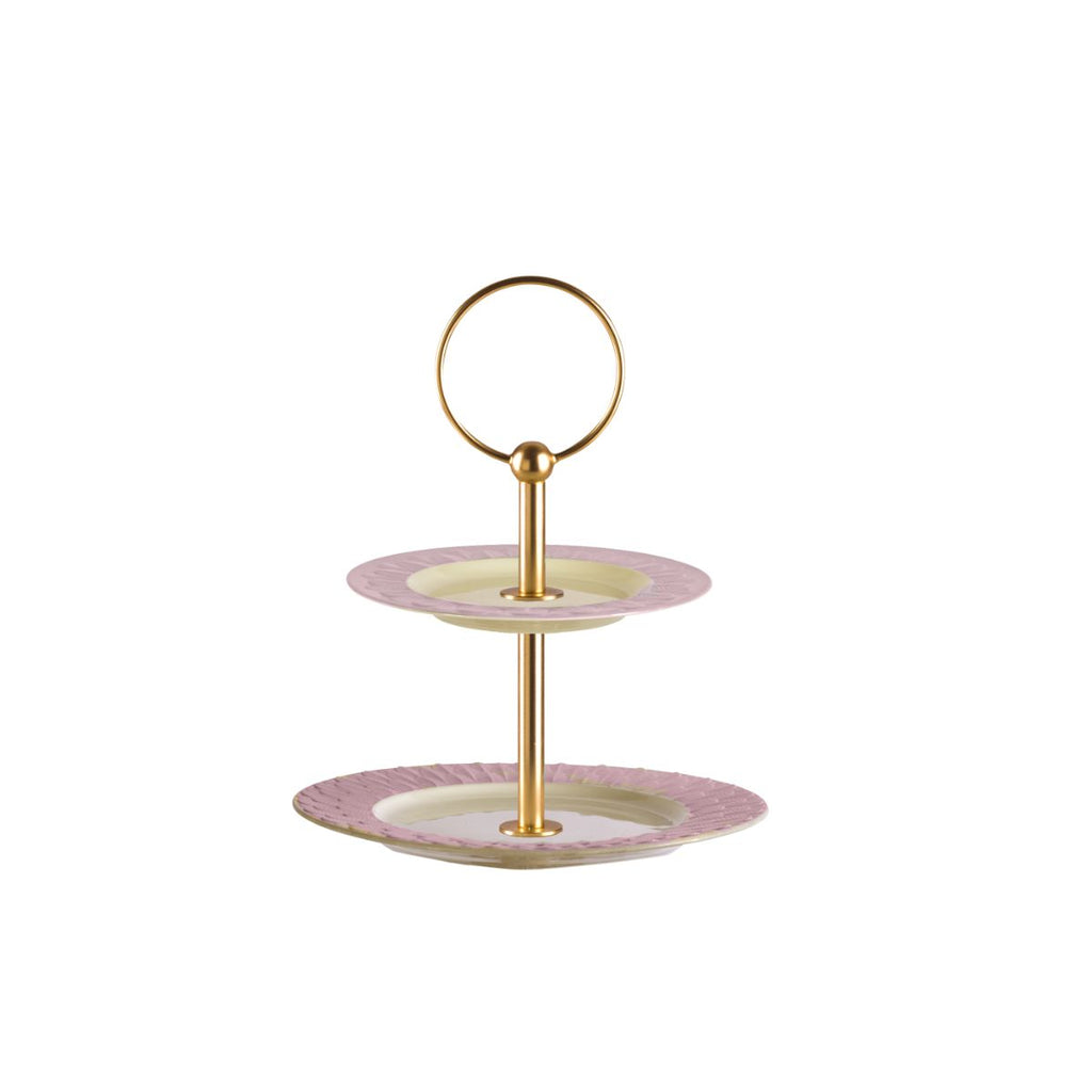 Peacock Pink & Gold 2 Tier Cake Stand
