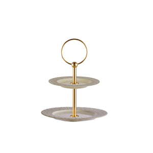 Peacock Caramel & Gold 2 Tier Cake Stand
