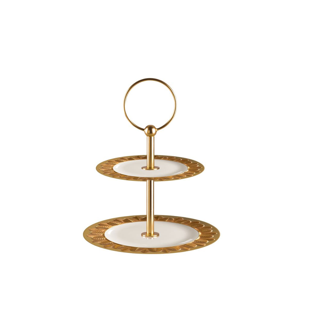 Peacock Gold 2 Tier Cake Stand