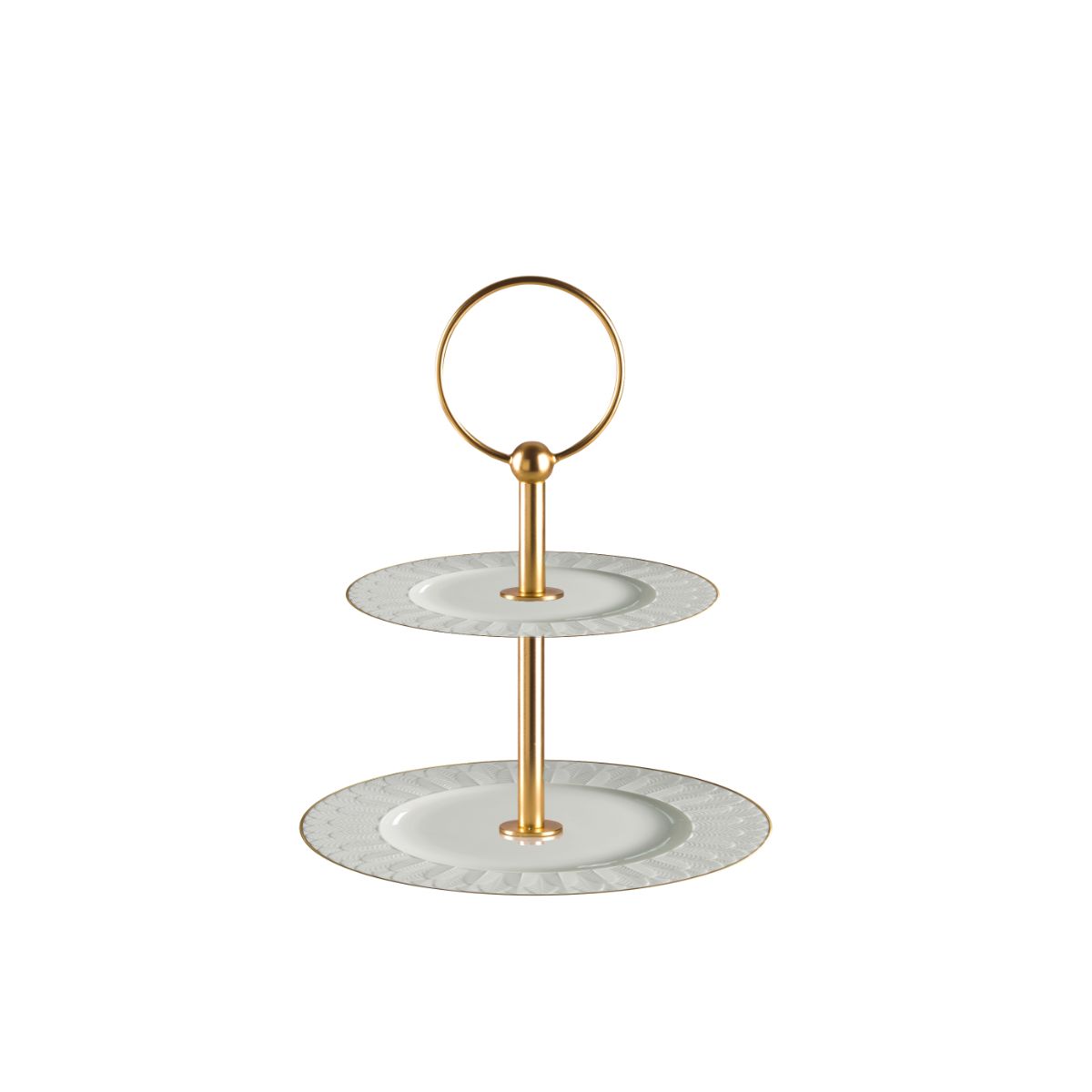 Peacock White &amp; Gold 2 Tier Cake Stand 