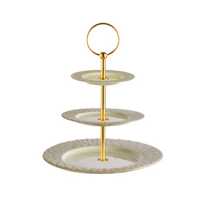 Peacock Caramel & Gold 3 Tier Cake Stand