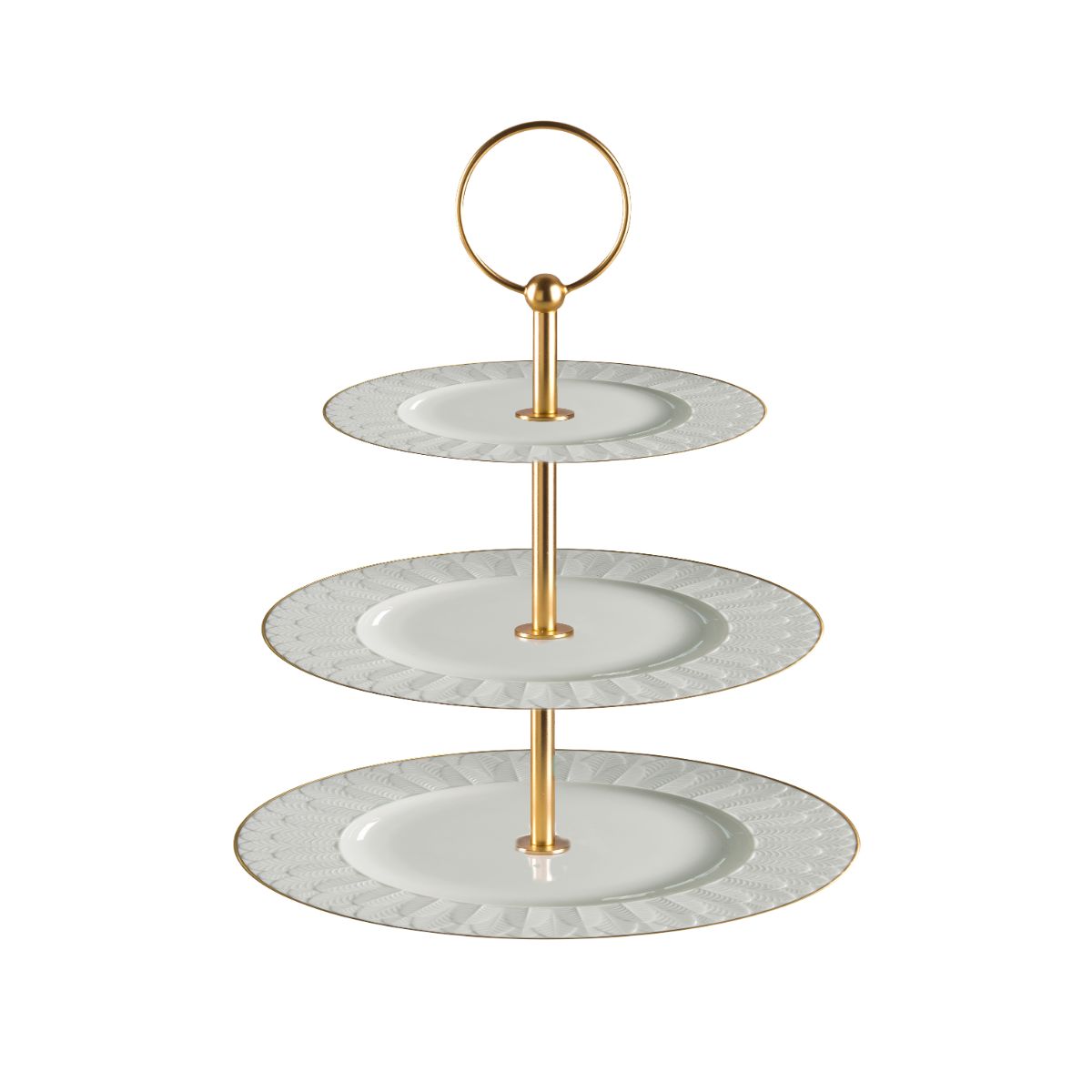 Peacock White & Gold 3 Tier Cake Stand