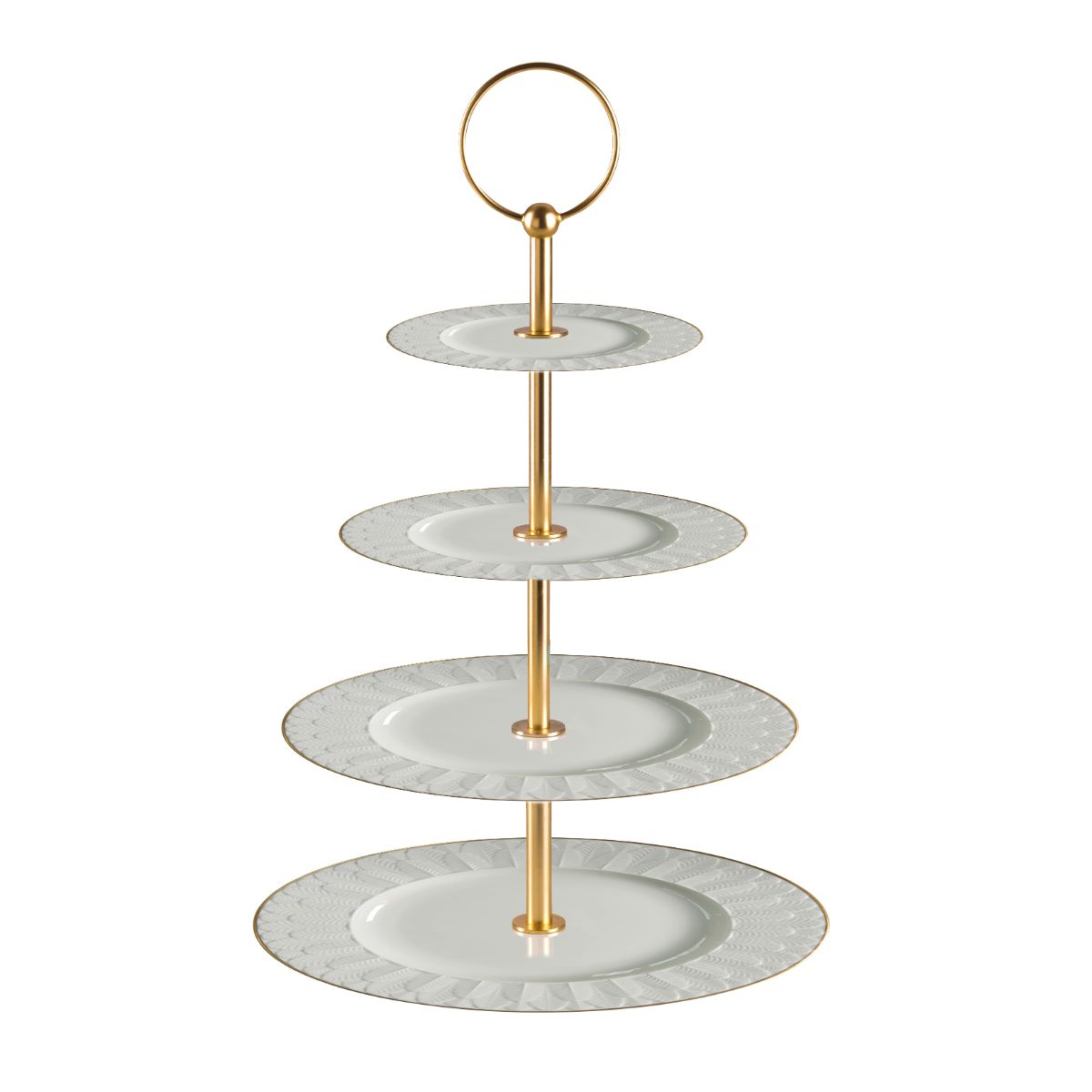 Peacock White &amp; Gold 4 Tier Cake Stand 