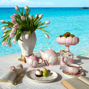 Tulip Tea Cup - Pink & White
