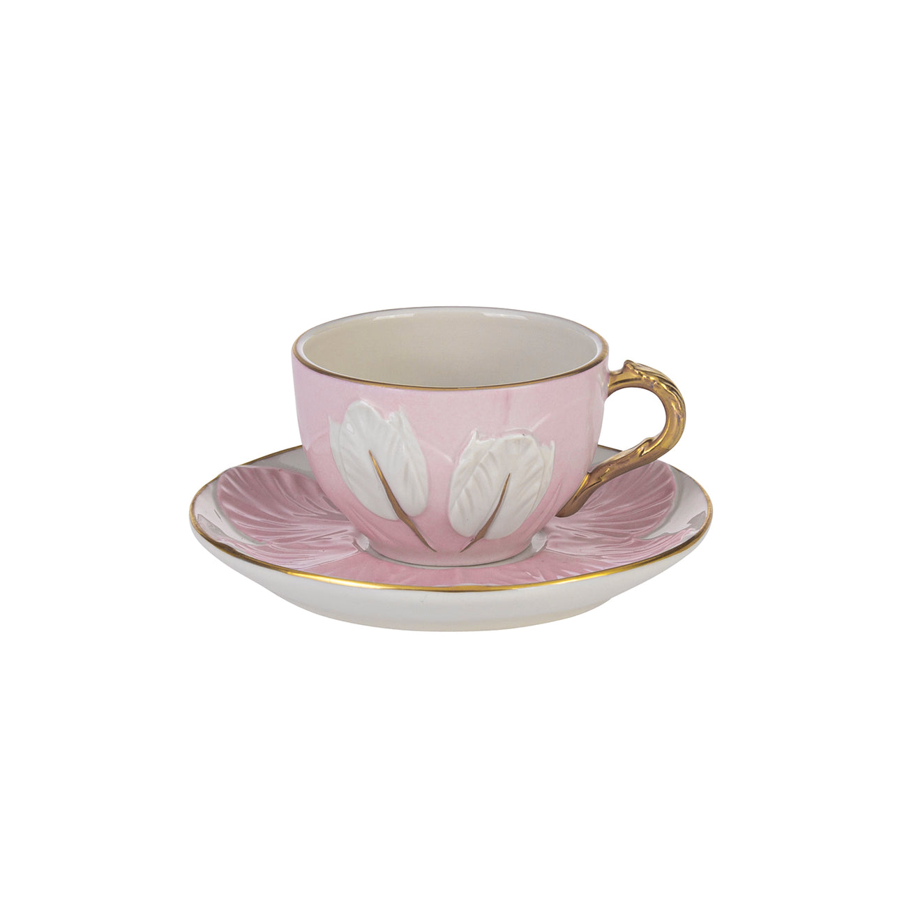 Tulip Coffee Cup - Pink &amp; White 