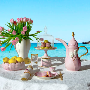 Tulip Arabic Coffee Cup - Pink & White