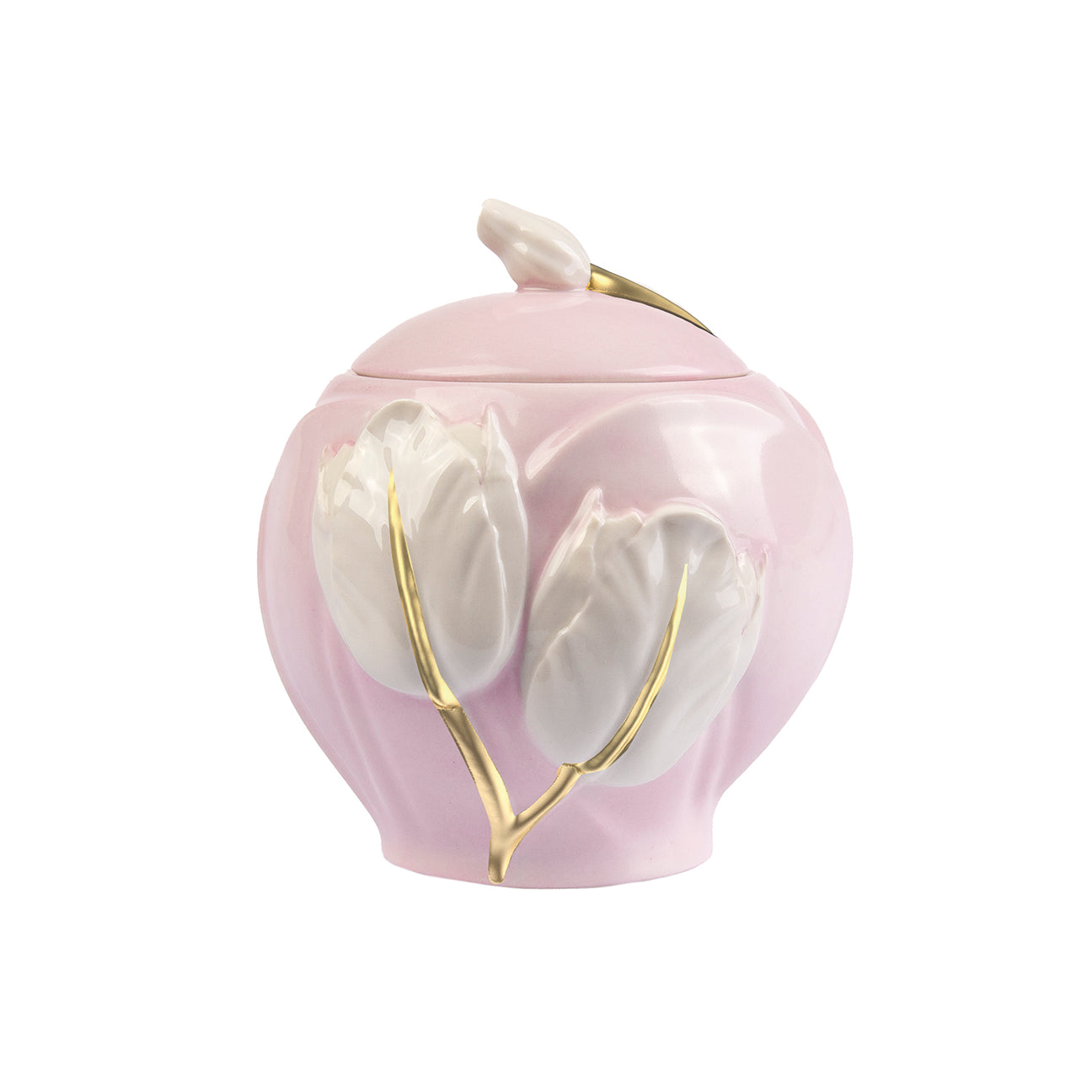 Tulip Sugar Pot - Pink &amp; White 