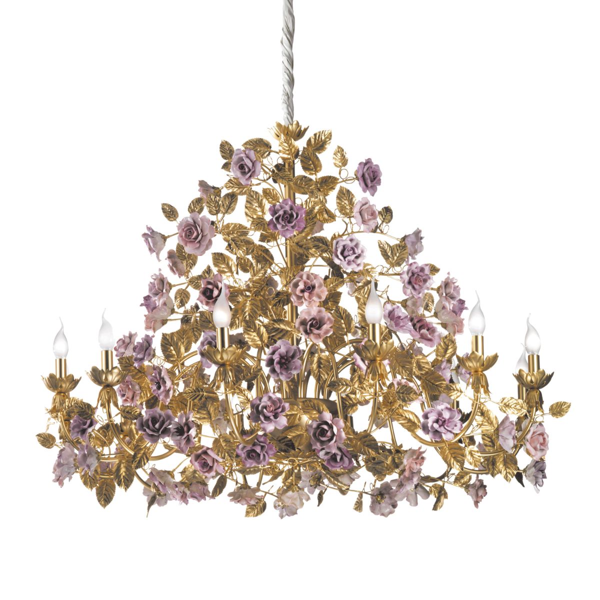 Marie Antoinette 12 light chandelier - Gold &amp; Pink 