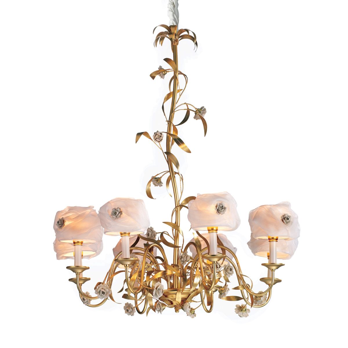 Camelia Chandelier - 8 Lights - Gold,White