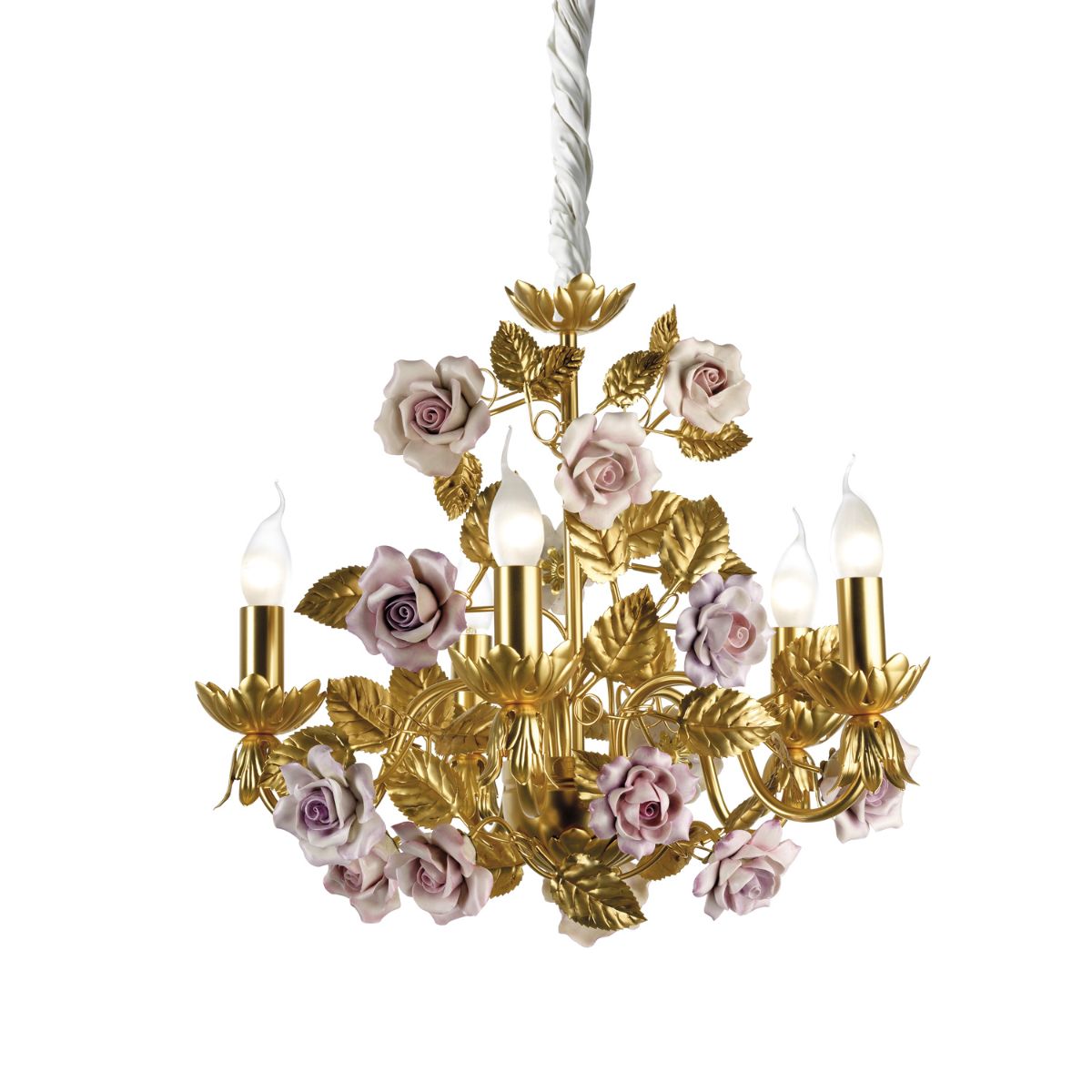 Marie Antoinette 5 light chandelier - Gold &amp; Pink 
