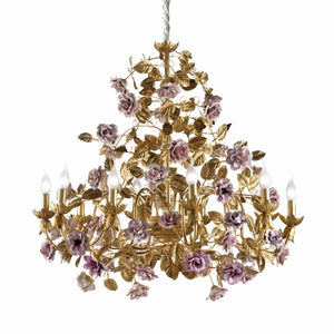 Marie Antoinette 10 light chandelier - Gold & Pink
