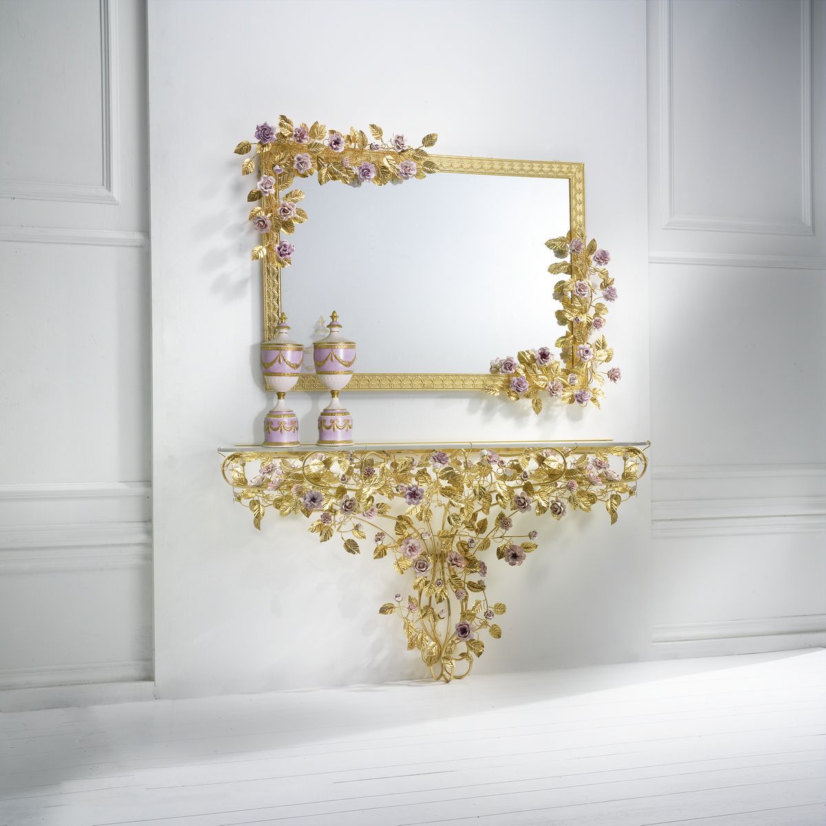 Marie Antoinette Large Mirror - Gold & Pink